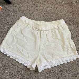 Lace Trim Butter Yellow Shorts